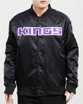 NBA SACRAMENTO KINGS TEAM BIG LOGO MEN'S SATIN JACKET (BLACK)
