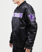 NBA SACRAMENTO KINGS TEAM BIG LOGO MEN'S SATIN JACKET (BLACK)
