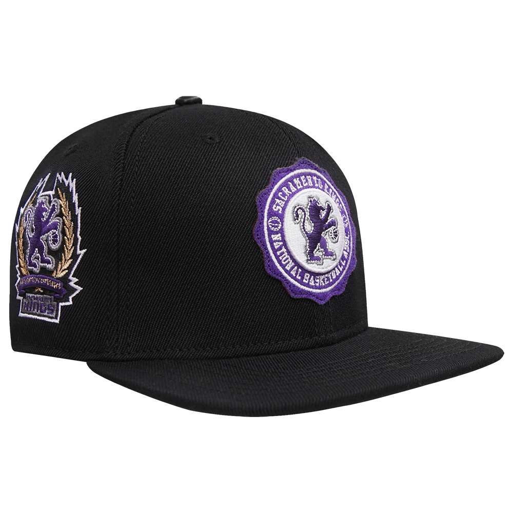 NBA SACRAMENTO KINGS CREST EMBLEM WOOL SNAPBACK HAT (BLACK)
