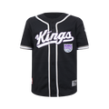 NBA SACRAMENTO KINGS CLASSIC BIG BOY'S MESH BUTTON DOWN SHIRT (BLACK/GRAY)