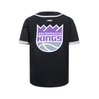 NBA SACRAMENTO KINGS CLASSIC BIG BOY'S MESH BUTTON DOWN SHIRT (BLACK/GRAY)