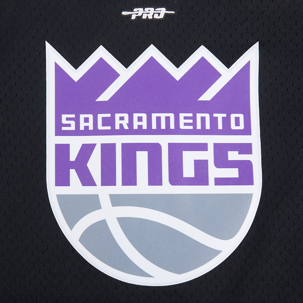 NBA SACRAMENTO KINGS CLASSIC BIG BOY'S MESH BUTTON DOWN SHIRT (BLACK/GRAY)