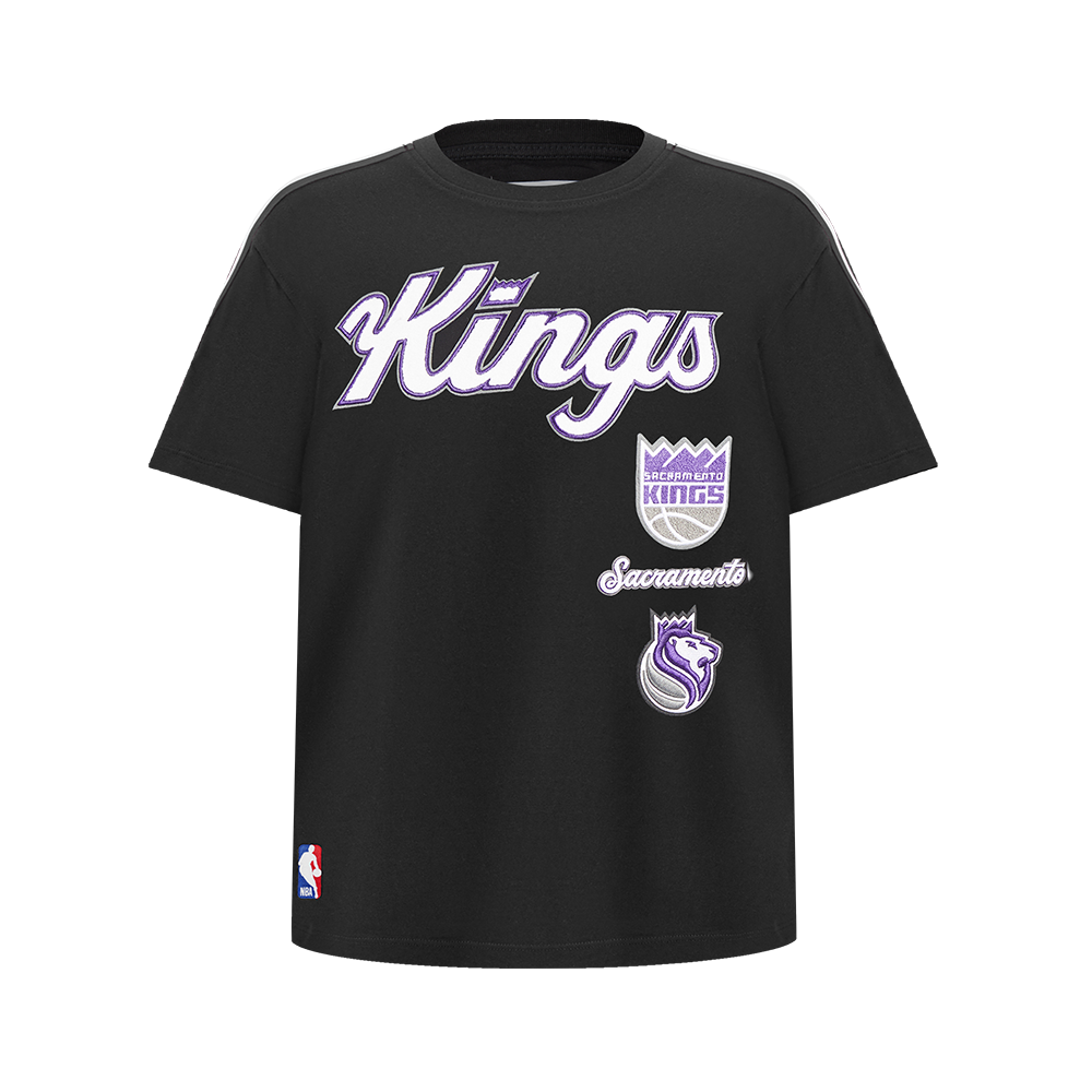 NBA SACRAMENTO KINGS RETRO CLASSIC SINGLE JERSEY BIG BOY'S SINGLE JERSEY TAPING TEE (BLACK)