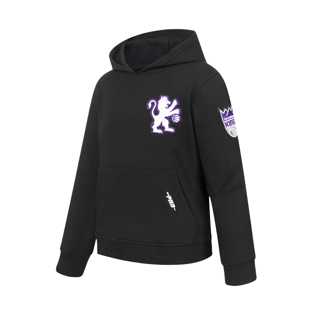 NBA SACRAMENTO KINGS CLASSIC BIG BOY'S FLEECE PULLOVER HOODIE (BLACK)
