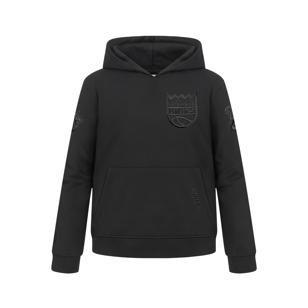 NBA SACRAMENTO KINGS TRIPLE BLACK BIG BOY'S FLC PO HOODIE (BLACK)