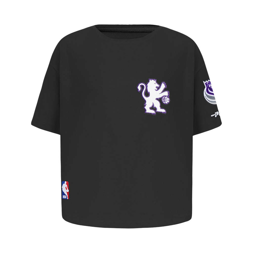 NBA SACRAMENTO KINGS CLASSIC T-SHIRT À COUPE CARRÉE À MANCHES COURTES POUR FILLE JUNIOR (NOIR)