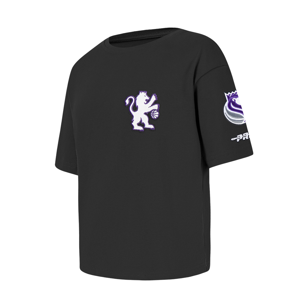 NBA SACRAMENTO KINGS CLASSIC LITTLE GIRLS SHORT SLEEVE BOXY TEE (BLACK)