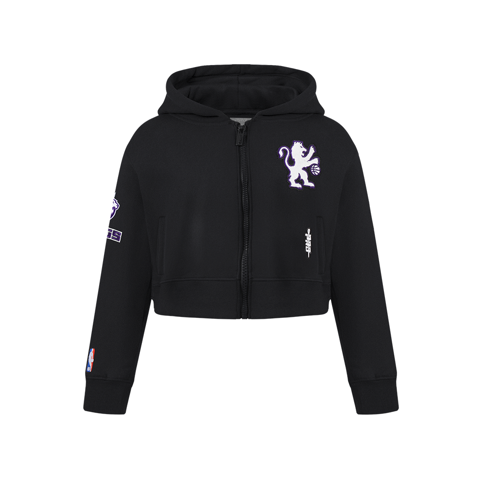 NBA SACRAMENTO KINGS CLASSIC BIG GIRL'S FLC FZ HOODIE (BLACK)