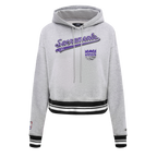 NBA SACRAMENTO KINGS SCRIPT TAIL CHANDAIL À CAPUCHON COURT EN MOLLETON CÔTELÉ POUR FEMME (GRIS CHINÉ/NOIR)
