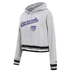 NBA SACRAMENTO KINGS SCRIPT TAIL CHANDAIL À CAPUCHON COURT EN MOLLETON CÔTELÉ POUR FEMME (GRIS CHINÉ/NOIR)