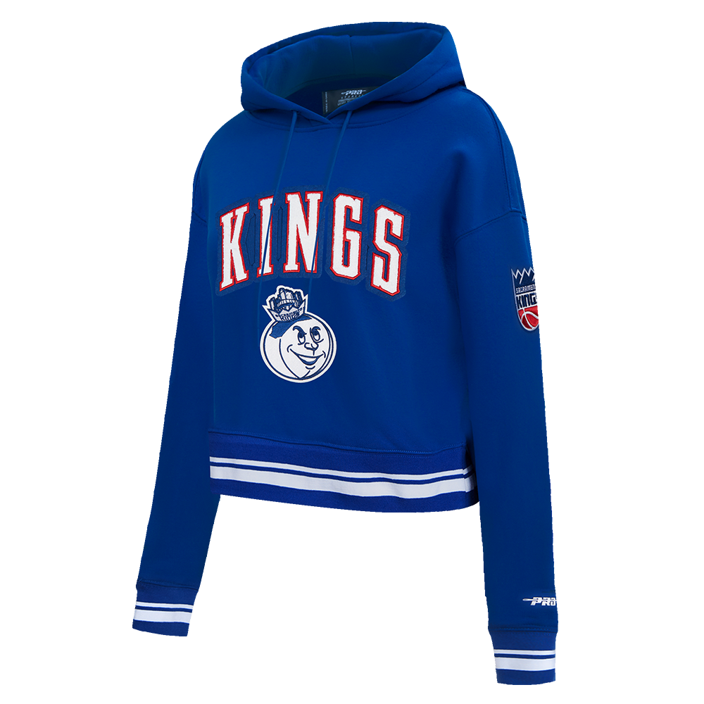 NBA SACRAMENTO KINGS CITY EDITION 24-25 WOMEN'S RIB FLEECE CROPPED PULLOVER HOODIE (DODGER BLUE)