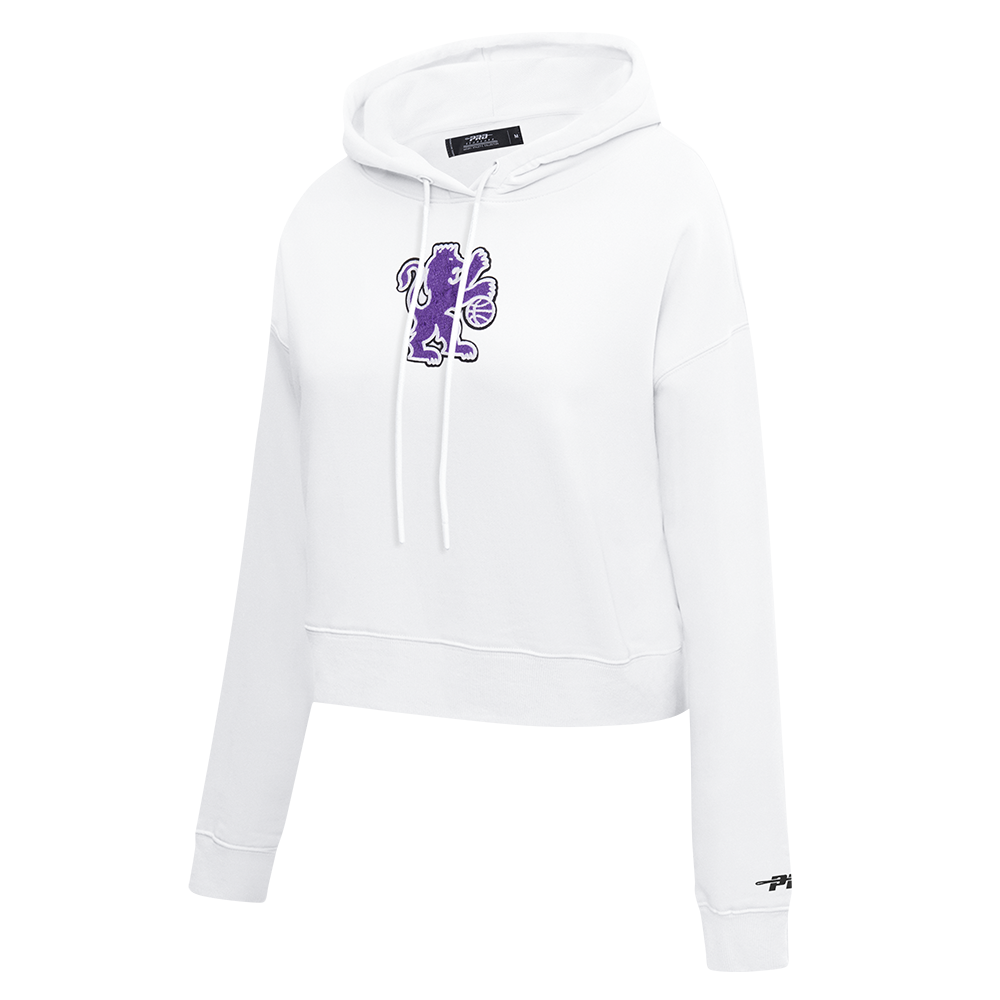 NBA SACRAMENTO KINGS CLASSIC WOMEN'S FLC CROPPED PO HOODIE (WHITE)