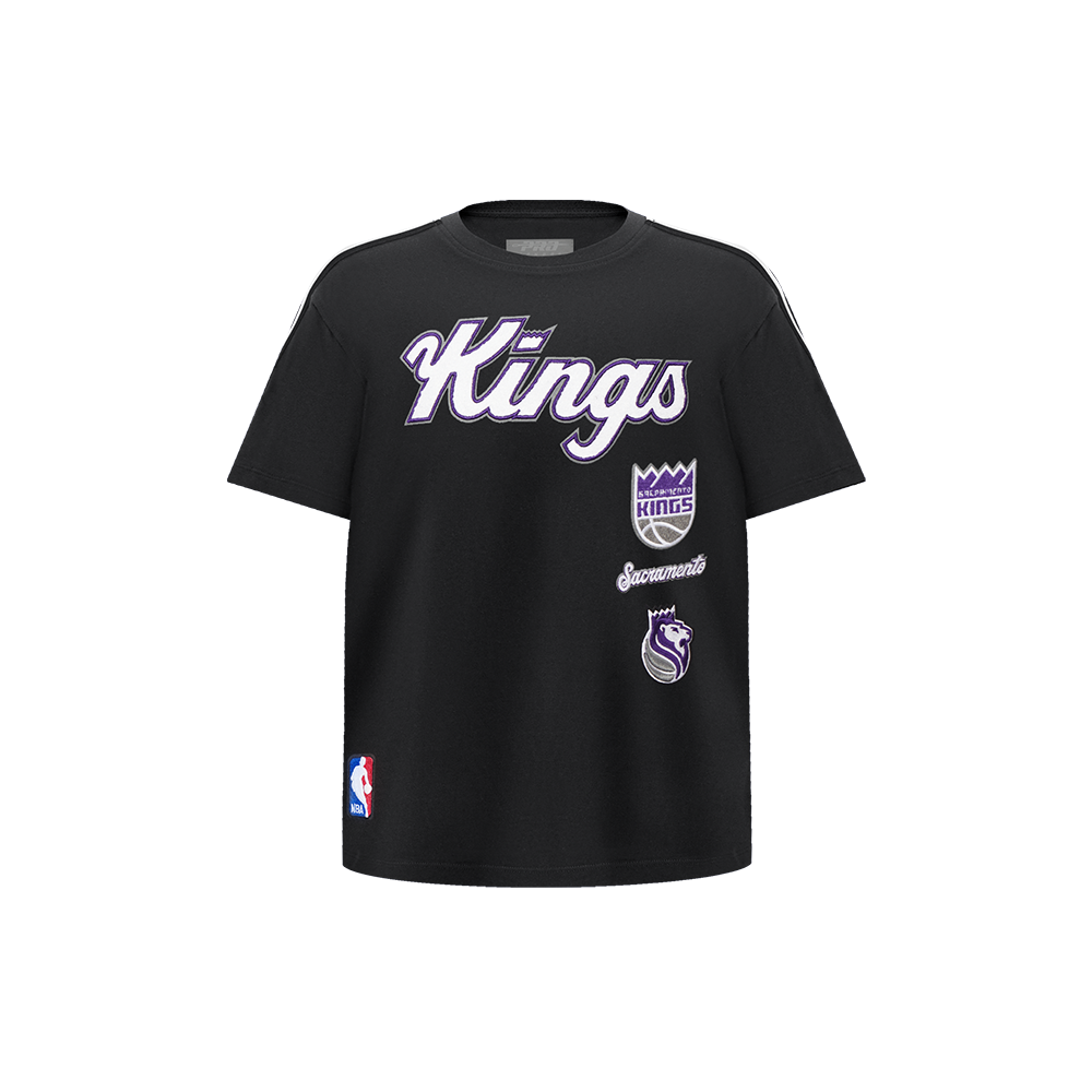 NBA SACRAMENTO KINGS RETRO CLASSIC T-SHIRT À BANDES À MANCHES COURTES POUR GARÇON ENFANT (NOIR)