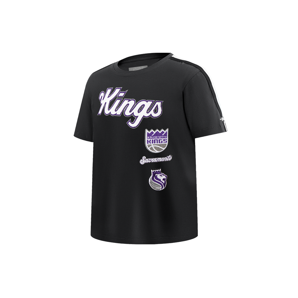 NBA SACRAMENTO KINGS RETRO CLASSIC T-SHIRT À BANDES À MANCHES COURTES POUR GARÇON ENFANT (NOIR)