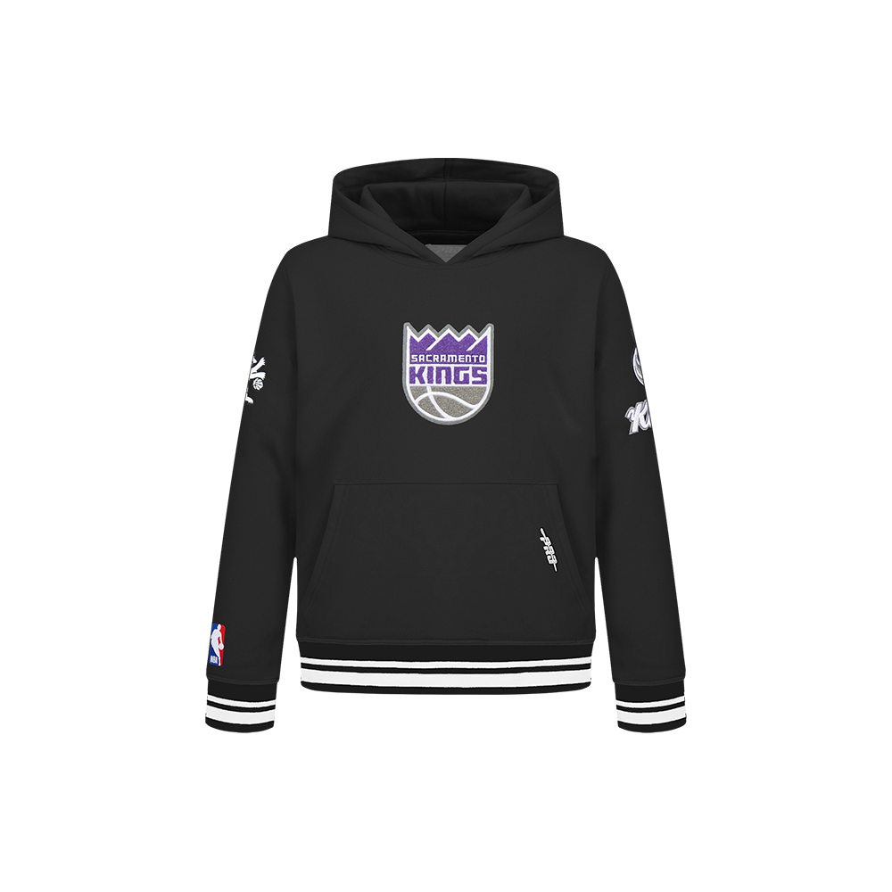 NBA SACRAMENTO KINGS RETRO CLASSIC CHANDAIL À CAPUCHON EN MOLLETON CÔTELÉ POUR GARÇON ENFANT (NOIR)