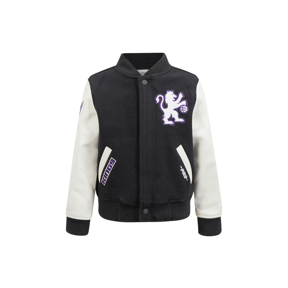 NBA SACRAMENTO KINGS CLASSIC BLOUSON COLLÉGIAL EN LAINE POUR GARÇON ENFANT (NOIR/BLANC)