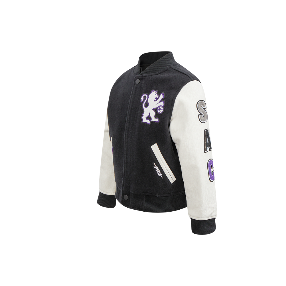NBA SACRAMENTO KINGS CLASSIC BLOUSON COLLÉGIAL EN LAINE POUR GARÇON ENFANT (NOIR/BLANC)