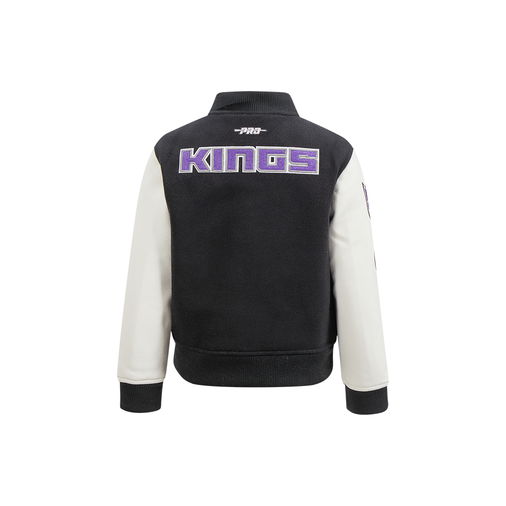 NBA SACRAMENTO KINGS CLASSIC BLOUSON COLLÉGIAL EN LAINE POUR GARÇON ENFANT (NOIR/BLANC)