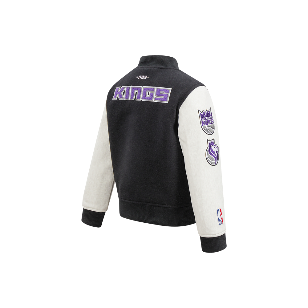 NBA SACRAMENTO KINGS CLASSIC BLOUSON COLLÉGIAL EN LAINE POUR GARÇON ENFANT (NOIR/BLANC)