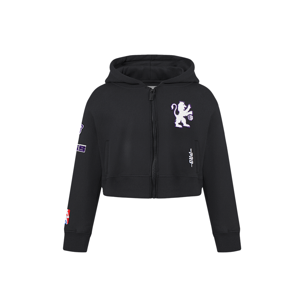 NBA SACRAMENTO KINGS CLASSIC CHANDAIL À CAPUCHON EN MOLLETON À GLISSIÈRE POUR FILLE ENFANT (NOIR)