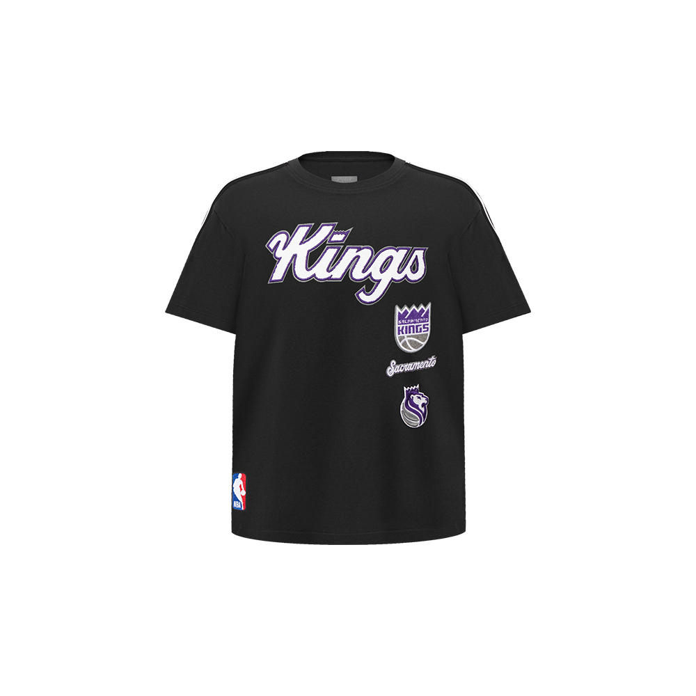 NBA SACRAMENTO KINGS RETRO CLASSIC T-SHIRT À BANDES À MANCHES COURTES POUR GARÇON BAMBIN (NOIR)