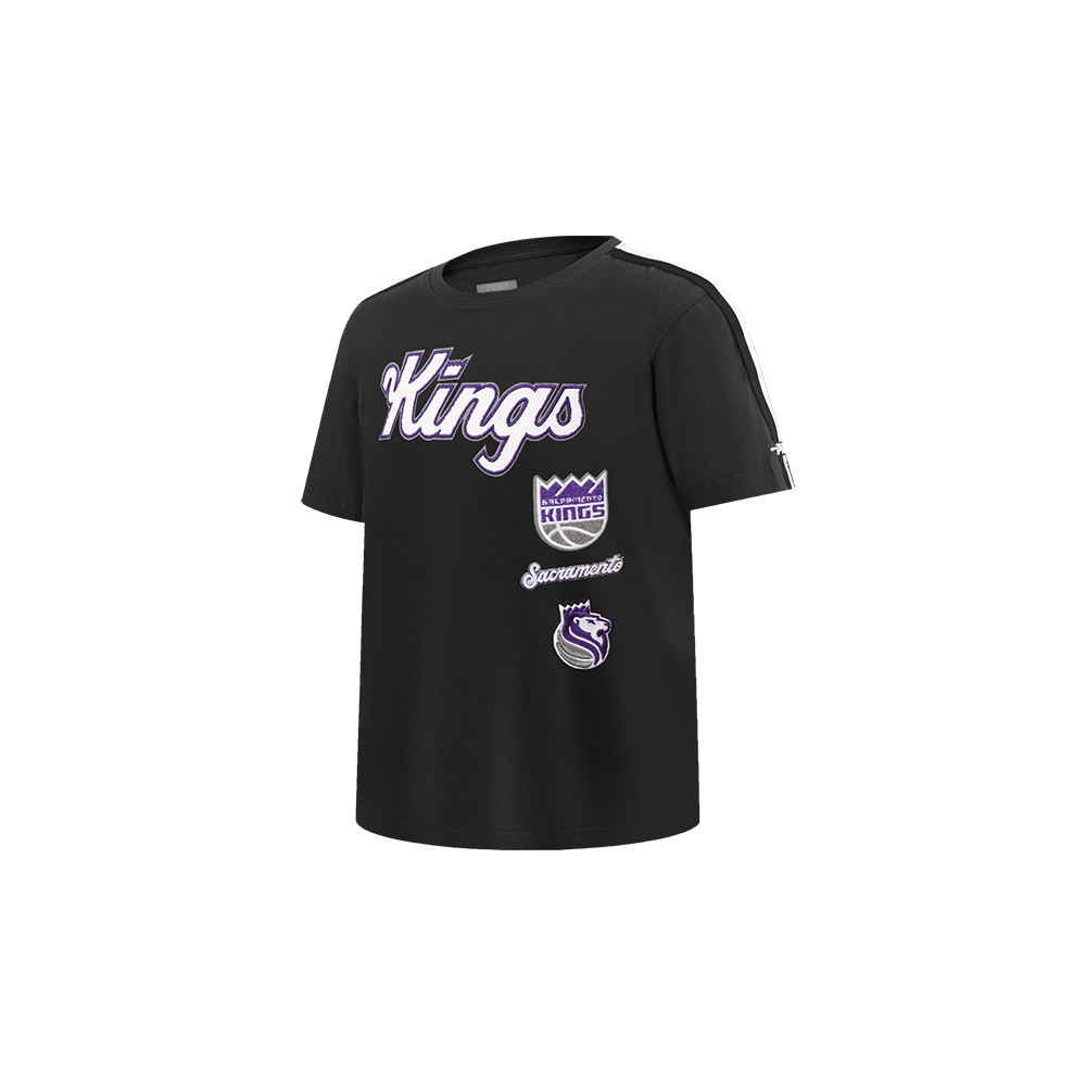 NBA SACRAMENTO KINGS RETRO CLASSIC T-SHIRT À BANDES À MANCHES COURTES POUR GARÇON BAMBIN (NOIR)
