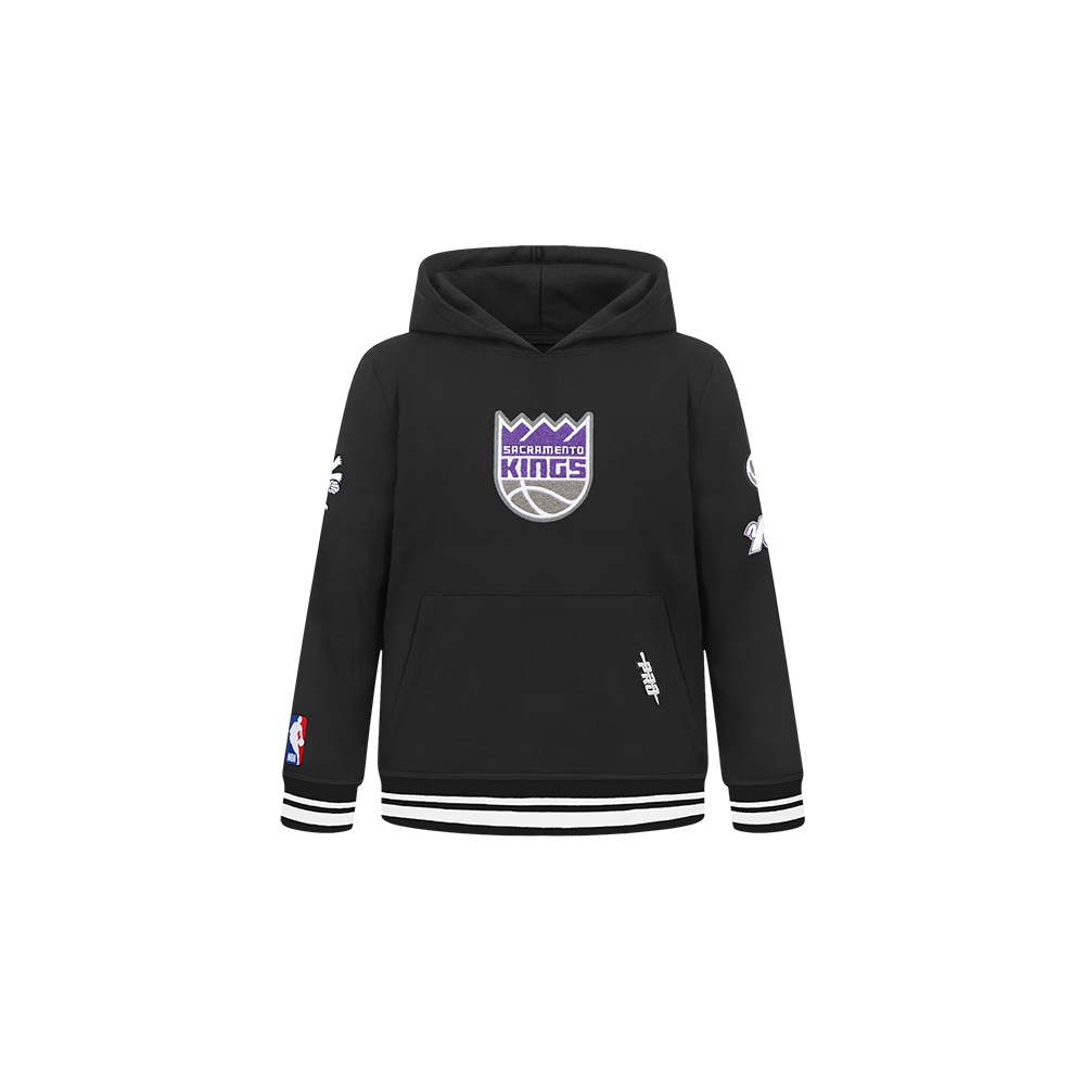 NBA SACRAMENTO KINGS RETRO CLASSIC CHANDAIL À CAPUCHON EN MOLLETON CÔTELÉ POUR GARÇON BAMBIN (NOIR)
