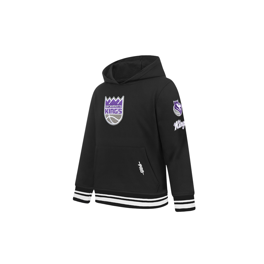NBA SACRAMENTO KINGS RETRO CLASSIC CHANDAIL À CAPUCHON EN MOLLETON CÔTELÉ POUR GARÇON BAMBIN (NOIR)