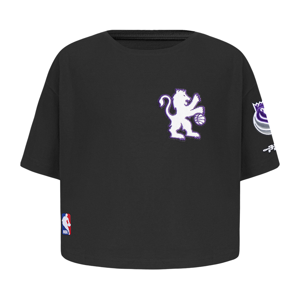 NBA SACRAMENTO KINGS CLASSIC T-SHIRT À COUPE CARRÉE À MANCHES COURTES POUR FILLE BAMBIN (NOIR)