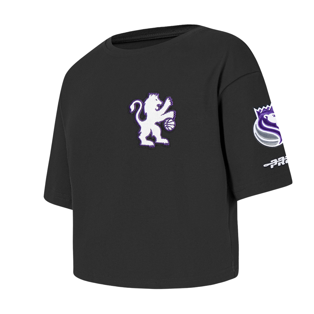 NBA SACRAMENTO KINGS CLASSIC T-SHIRT À COUPE CARRÉE À MANCHES COURTES POUR FILLE BAMBIN (NOIR)