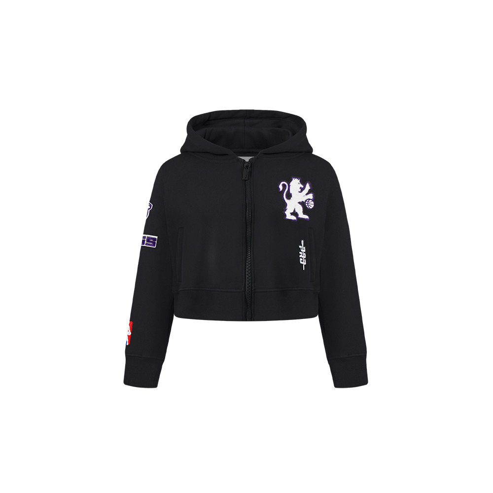 NBA SACRAMENTO KINGS CLASSIC CHANDAIL À CAPUCHON EN MOLLETON À GLISSIÈRE POUR FILLE BAMBIN (NOIR)