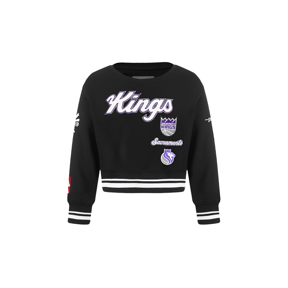 NBA SACRAMENTO KINGS RETRO CLASSIC CHANDAIL À COL ROND EN MOLLETON CÔTELÉ POUR FILLE BAMBIN (NOIR)