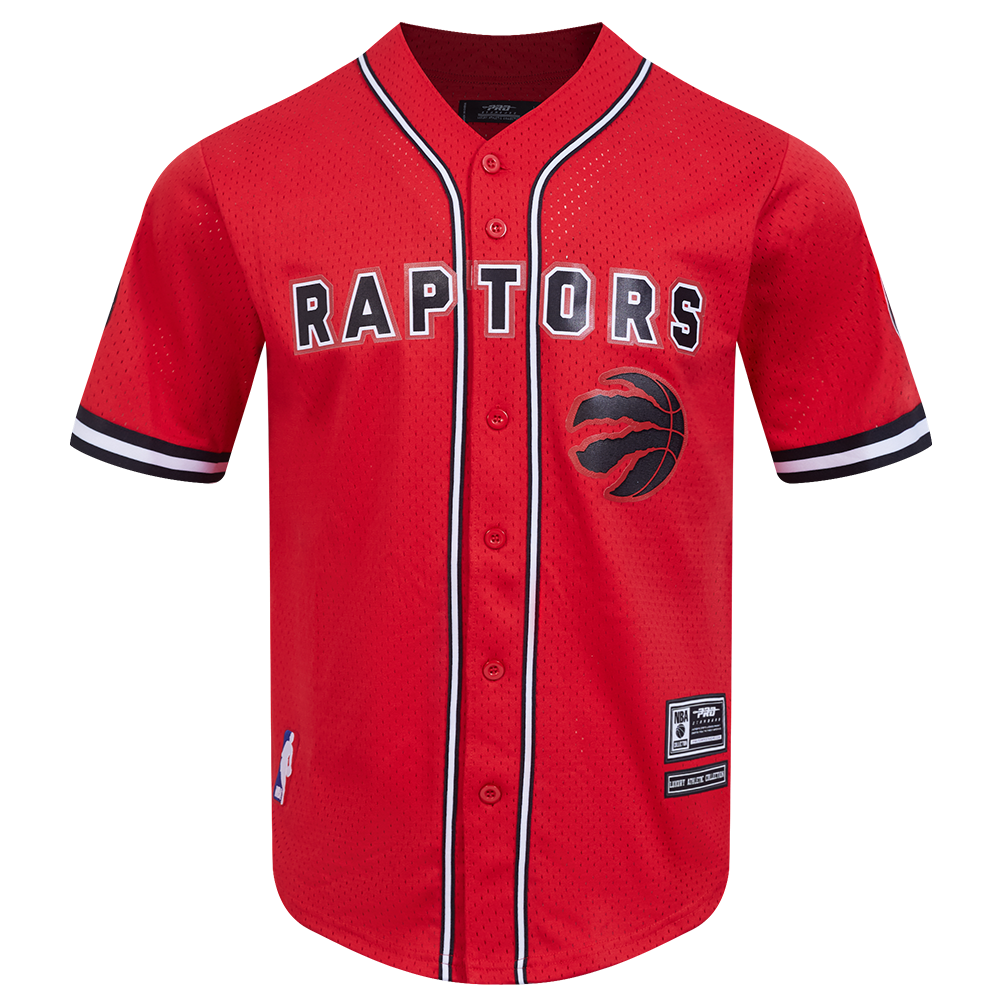 NBA TORONTO RAPTORS CLASSIC MEN'S MESH BUTTON DOWN JERSEY (RED/BLACK)