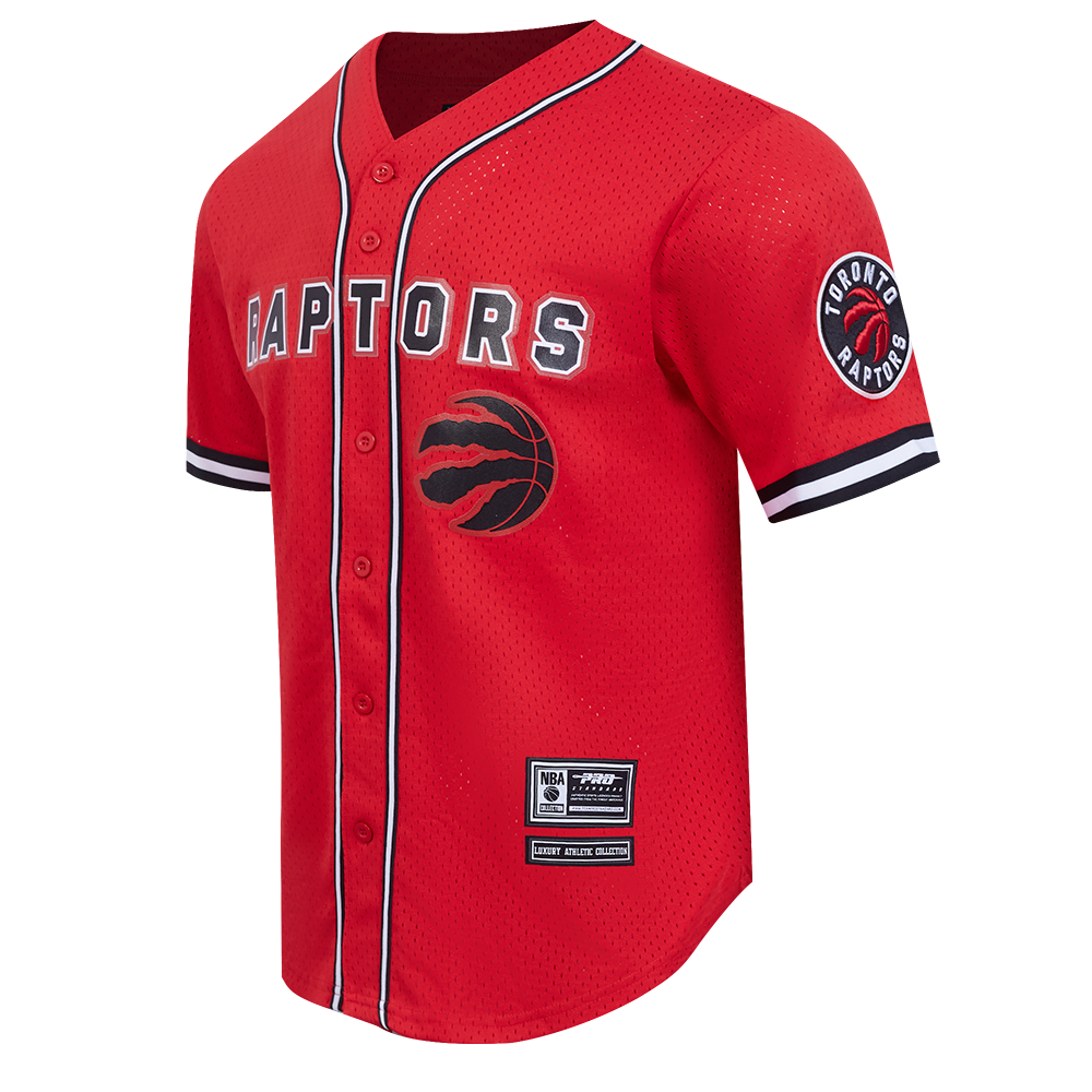 NBA TORONTO RAPTORS CLASSIC MEN'S MESH BUTTON DOWN JERSEY (RED/BLACK)