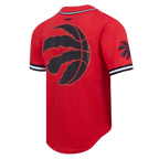 NBA TORONTO RAPTORS CLASSIC MEN'S MESH BUTTON DOWN JERSEY (RED/BLACK)