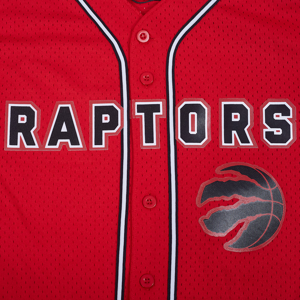 NBA TORONTO RAPTORS CLASSIC MEN'S MESH BUTTON DOWN JERSEY (RED/BLACK)