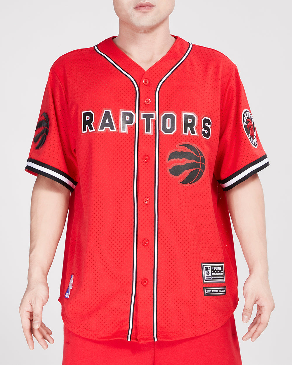 NBA TORONTO RAPTORS CLASSIC MEN'S MESH BUTTON DOWN JERSEY (RED/BLACK)