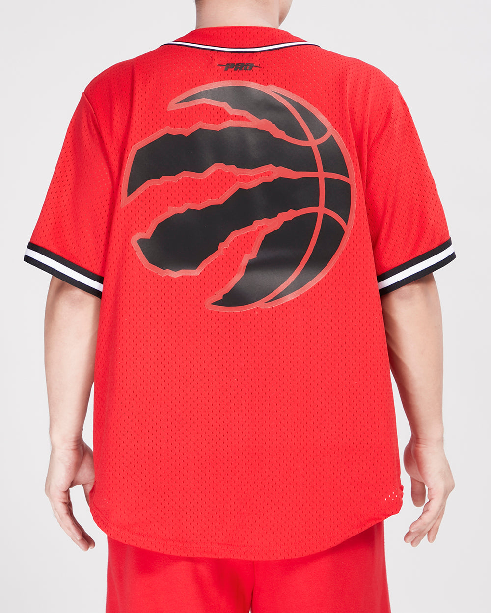 NBA TORONTO RAPTORS CLASSIC MEN'S MESH BUTTON DOWN JERSEY (RED/BLACK)