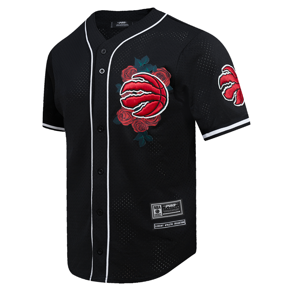 NBA TORONTO RAPTORS ROSES MEN'S MESH BUTTON DOWN JERSEY (BLACK/RED)