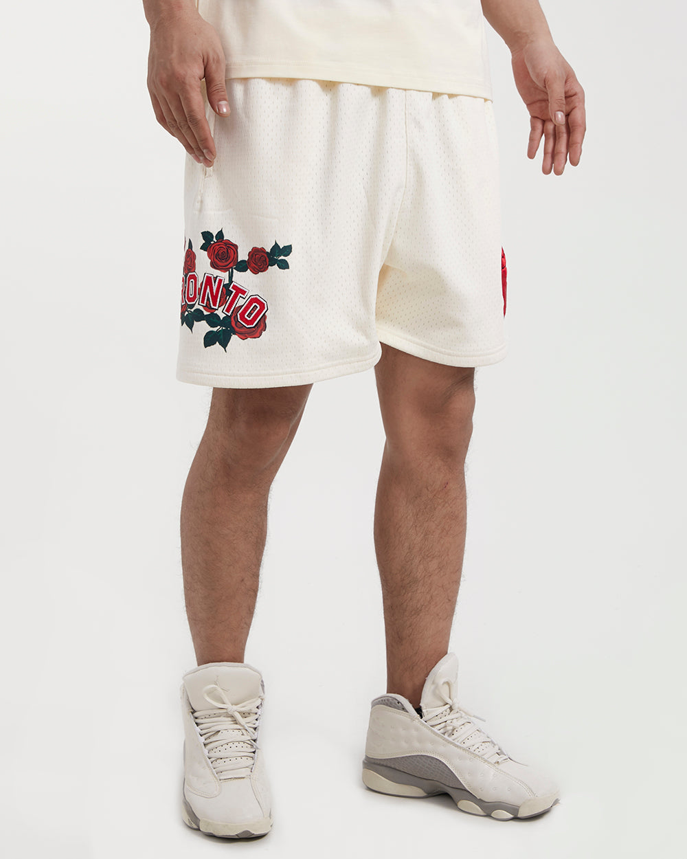 NBA TORONTO RAPTORS ROSES MEN'S MESH SHORT (EGGSHELL)
