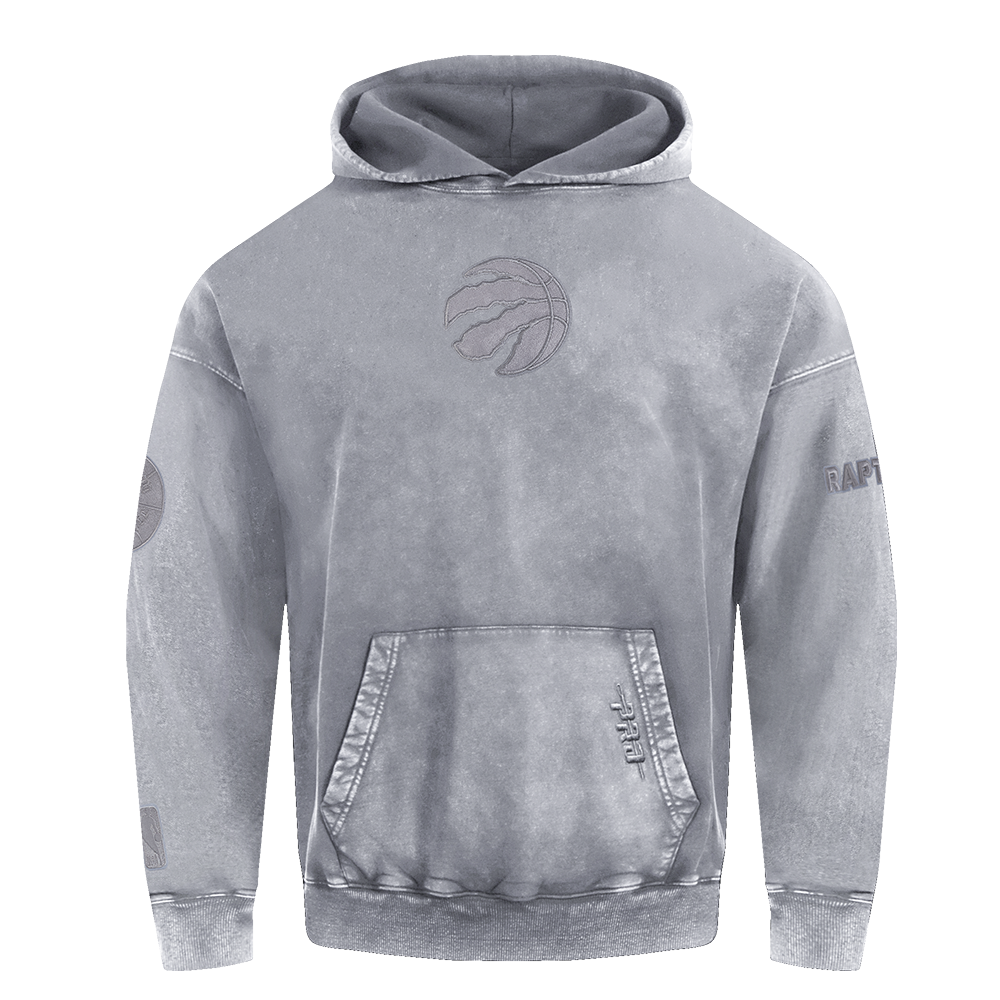 NBA TORONTO RAPTORS WASHED CLASSIC CHANDAIL À CAPUCHON EN MOLLETON FRANÇAIS DÉLAVÉ À L'ENZYME À ÉPAULES TOMBANTES POUR HOMME (GRIS DÉLAVÉ)