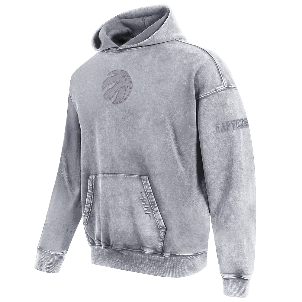 NBA TORONTO RAPTORS WASHED CLASSIC MEN'S ENZYME WASH DROP SHOULDER FT PO HOODIE (WASHED GREY)