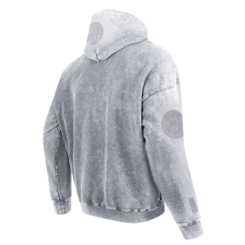 NBA TORONTO RAPTORS WASHED CLASSIC CHANDAIL À CAPUCHON EN MOLLETON FRANÇAIS DÉLAVÉ À L'ENZYME À ÉPAULES TOMBANTES POUR HOMME (GRIS DÉLAVÉ)