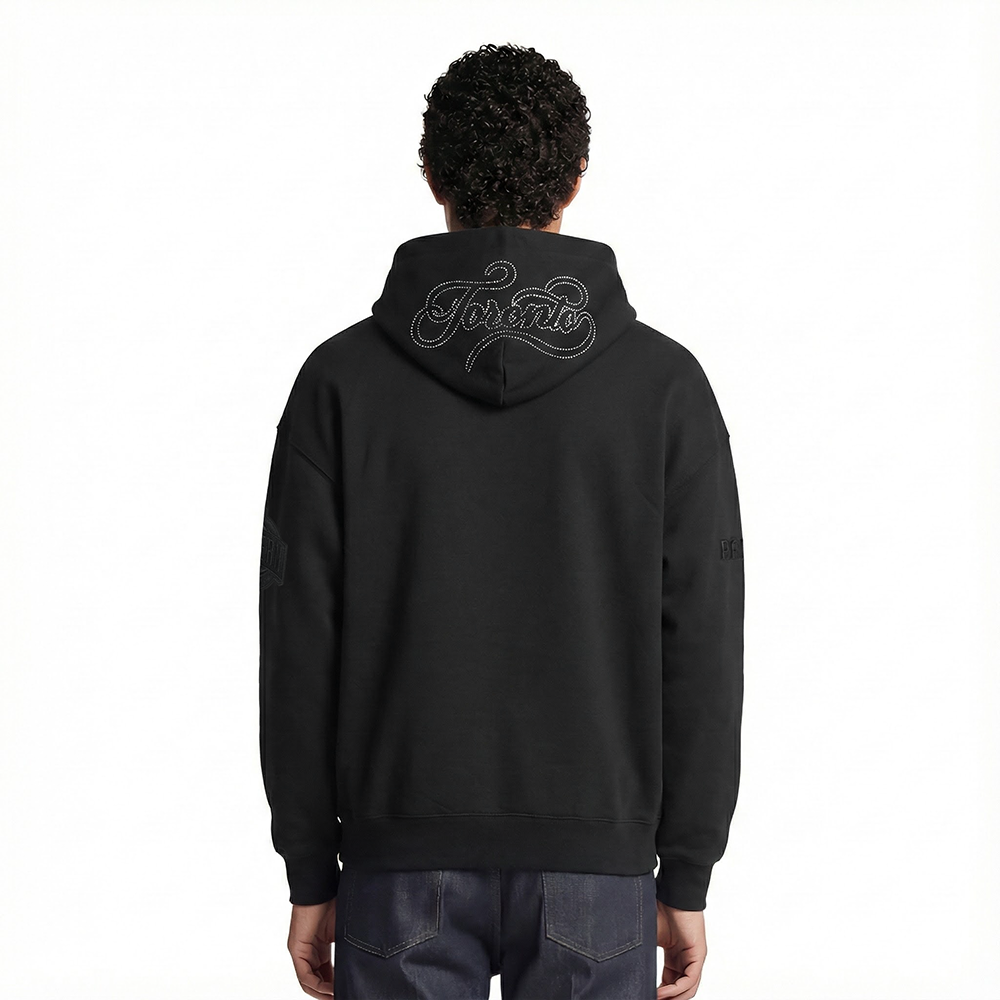 NBA TORONTO RAPTORS BLACKOUT MEN'S DROP SHOULDER FLC PO HOODIE (BLACK)