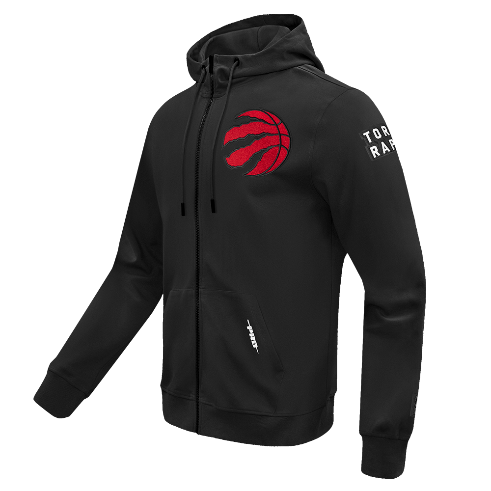 NBA TORONTO RAPTORS CLASSIC CHENILLE MEN'S FULL ZIP PULLOVER HOODIE (BLACK)