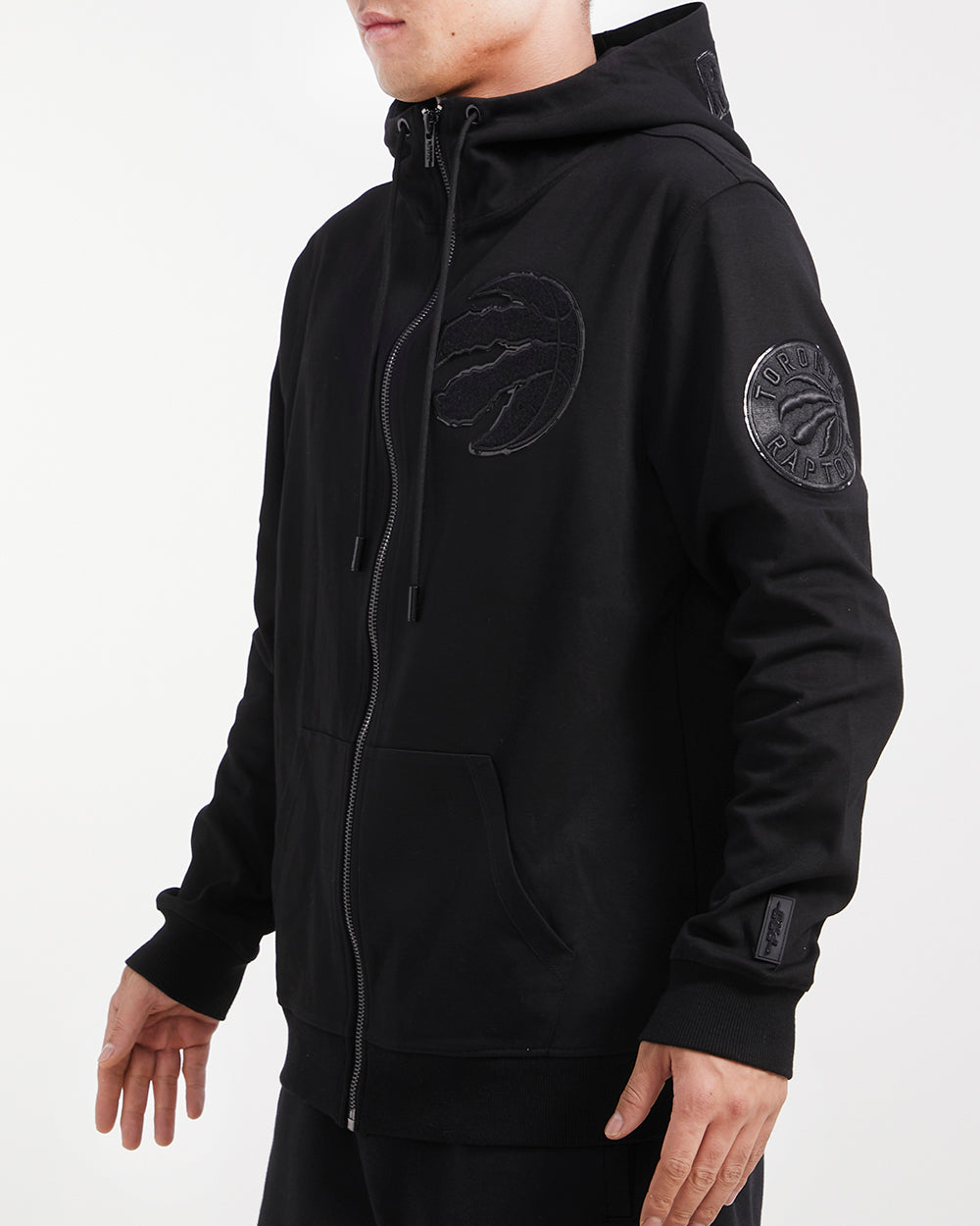 NBA TORONTO RAPTORS TRIPLE BLACK MEN'S FULL ZIP PULLOVER HOODIE (TRIPLE BLACK)