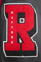 NBA TORONTO RAPTORS MASH UP BLOUSON COLLÉGIAL EN LAINE À BORDS CÔTELÉS POUR HOMME (NOIR/ROUGE/NOIR)