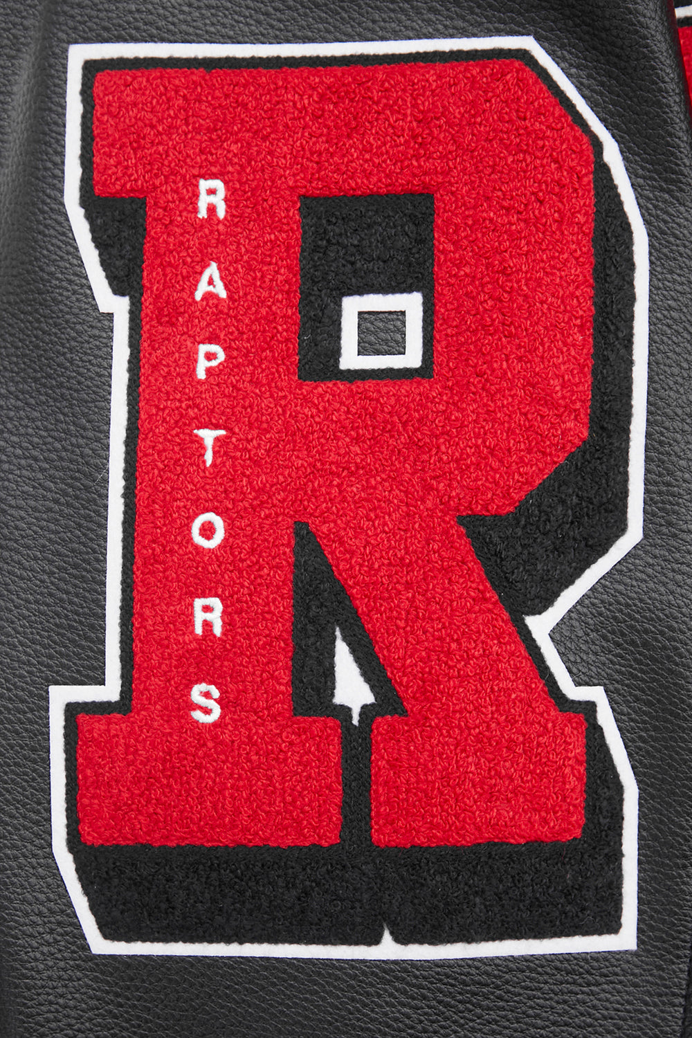 NBA TORONTO RAPTORS MASH UP BLOUSON COLLÉGIAL EN LAINE À BORDS CÔTELÉS POUR HOMME (NOIR/ROUGE/NOIR)