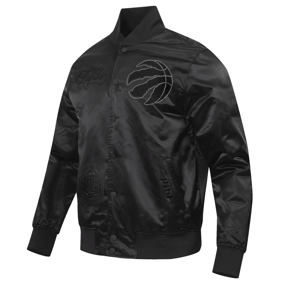 NBA TORONTO RAPTORS BLACKOUT MEN'S SATIN JACKET (BLACK)