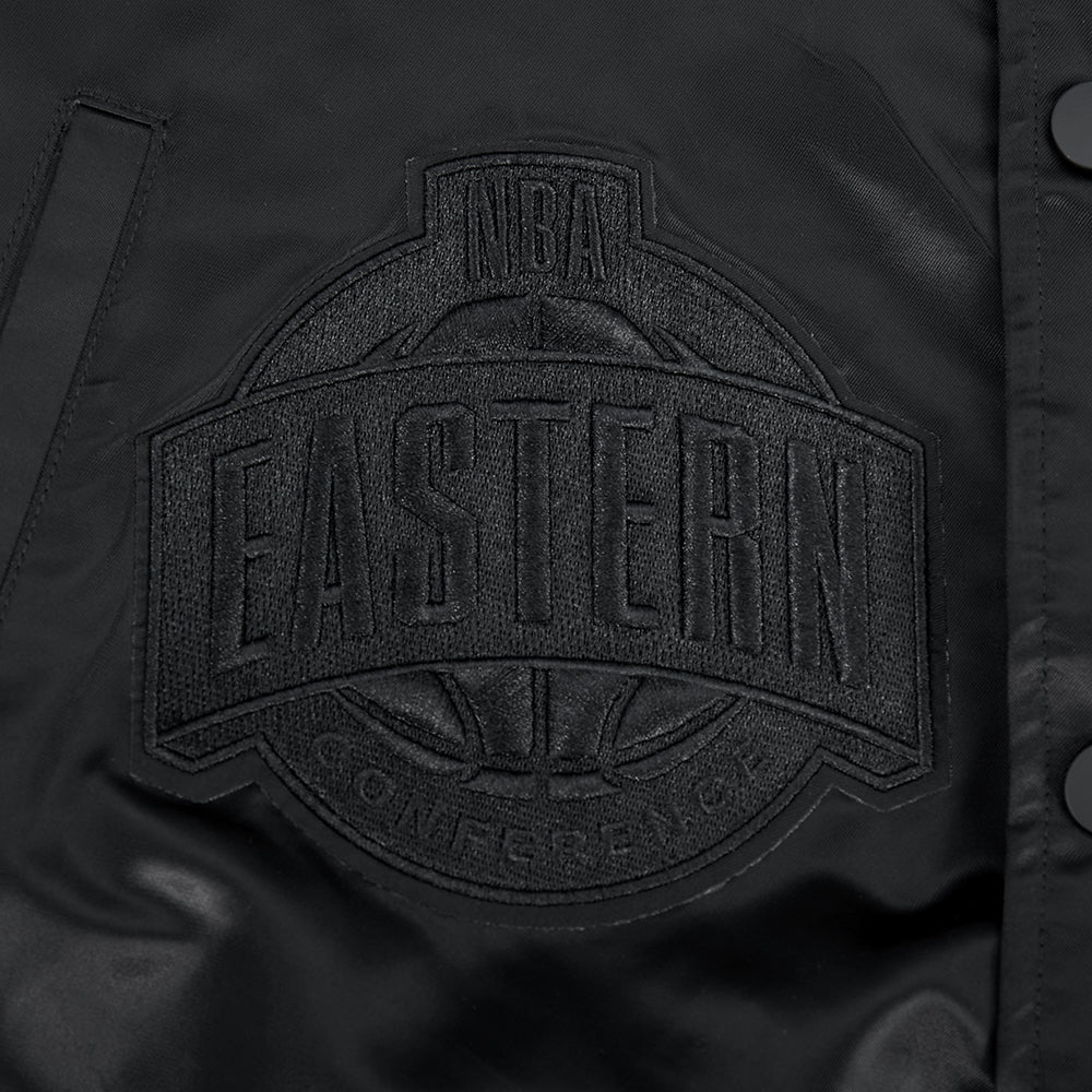 NBA TORONTO RAPTORS BLACKOUT MEN'S SATIN JACKET (BLACK)
